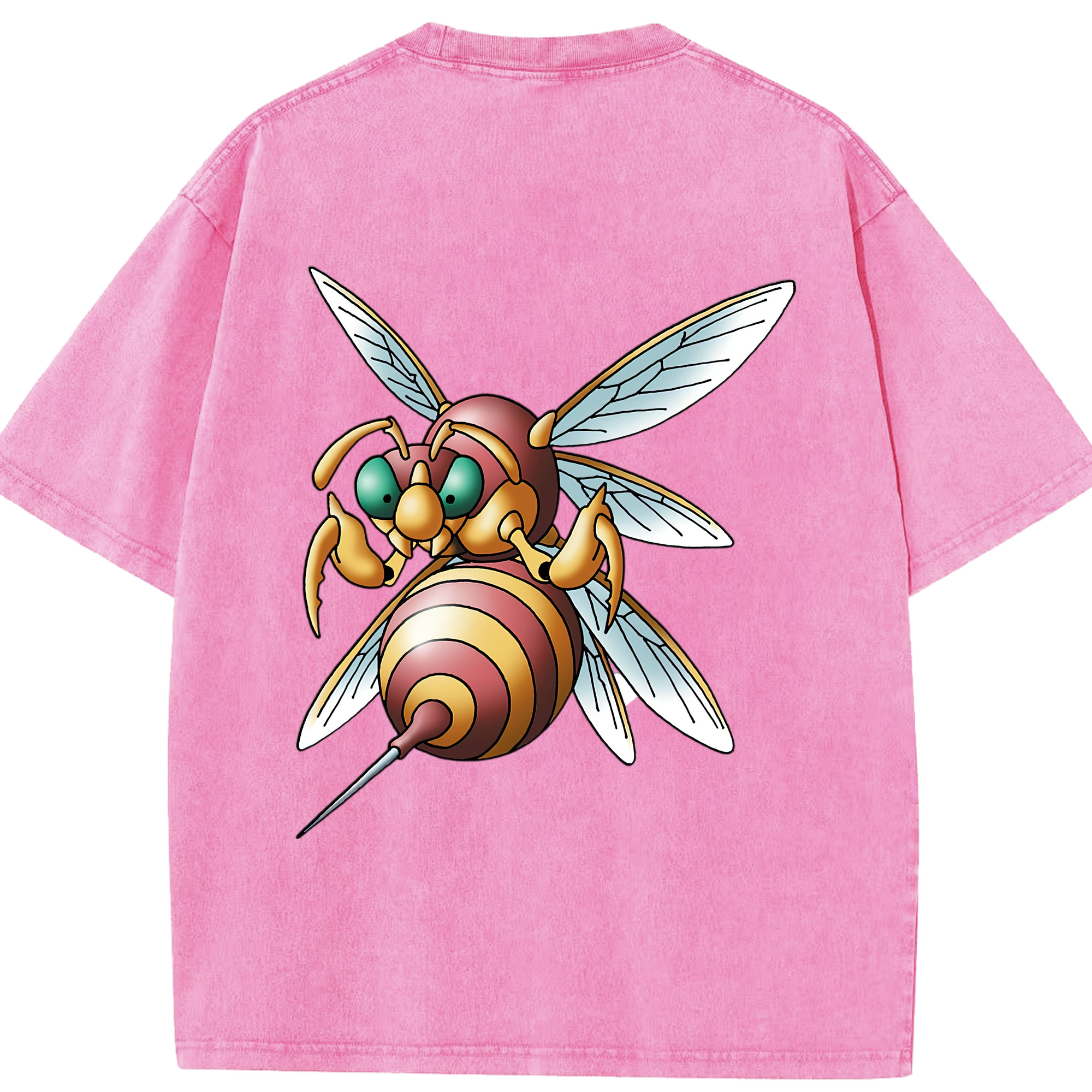 （画像用） ドラゴンクエスト Doragon Kuesuto Dragon Quest 綿100% ヴィンテージ風 半袖Tシャツ（背面プリント）